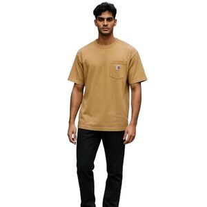 Carhartt Mens Shirt Sz XL Tan Work Wear Pocket Short Sleeve Original Fit